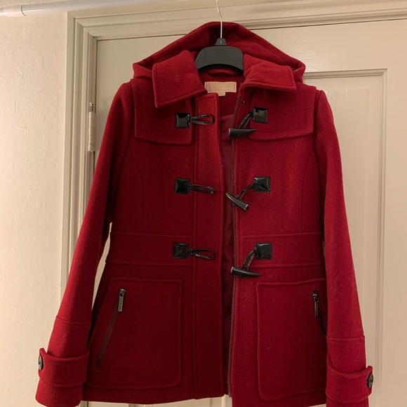 NWOT Michael Kors Red Coat with hood - Picture 1 of 4